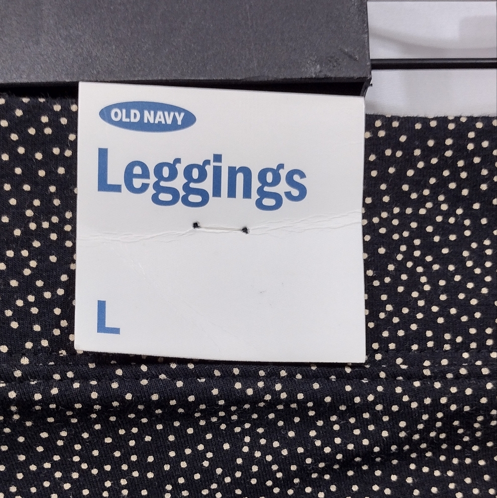 NWT Old Navy Dots Print High Rise Leggings Womens L Black Casual Comfy Sporty - Picture 8 of 9